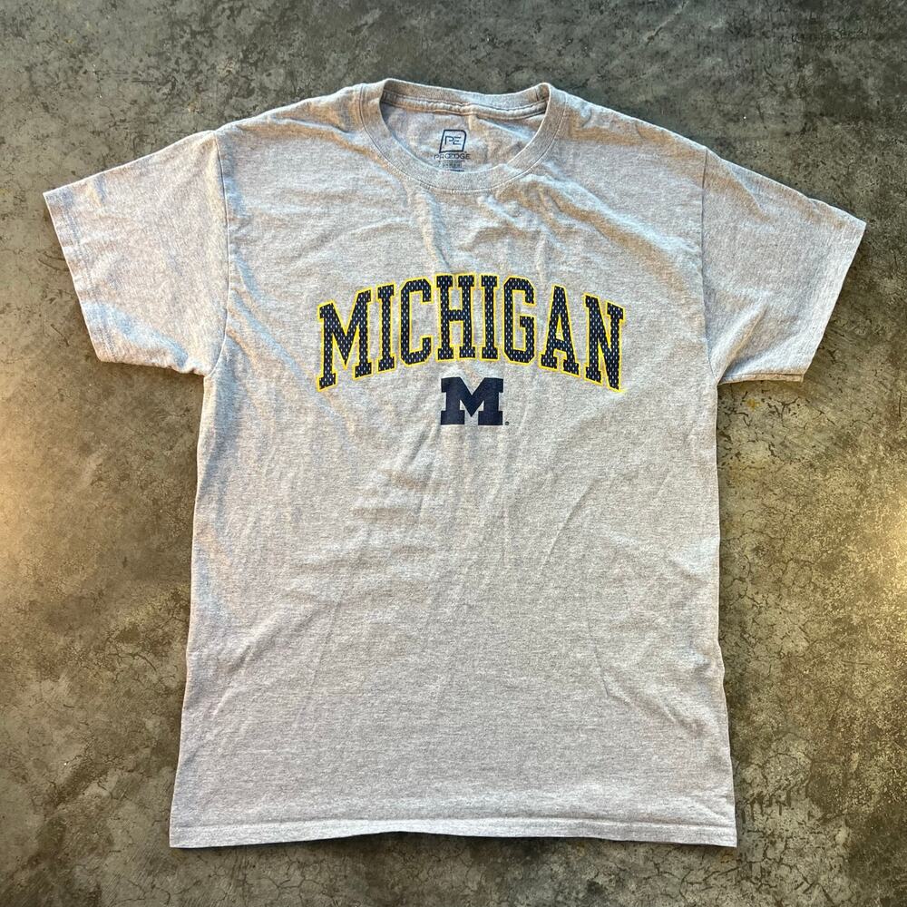 Pro Player Michigan Wolverines T-Shirt Adult M Grey Vintage Style Graphic Tee